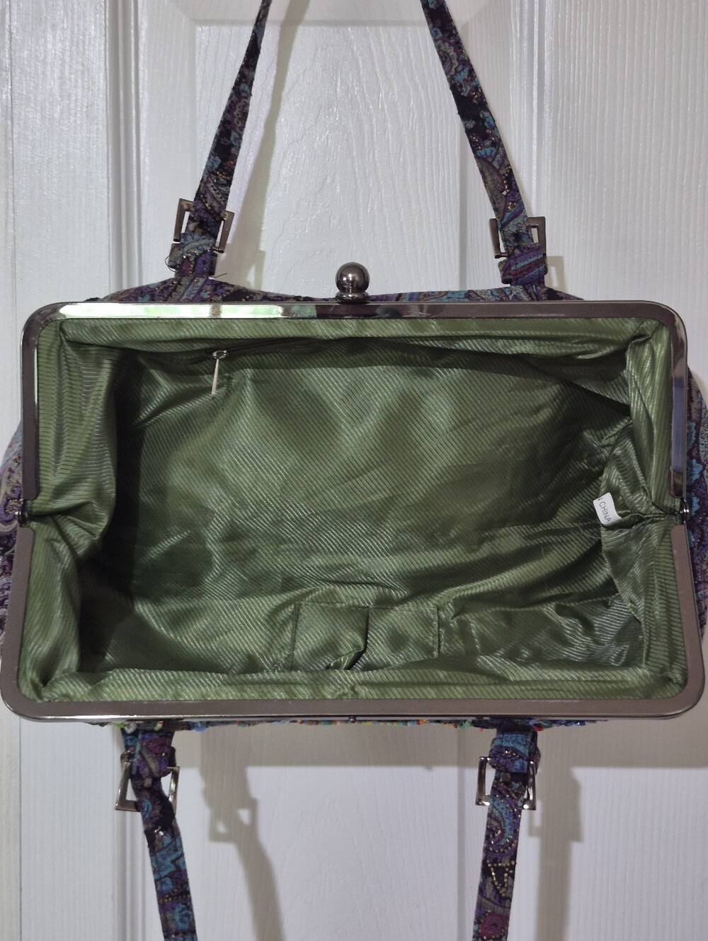 Paisley Purple Beaded And Sequined Kisslock Clasp Bag - Picture 11 of 13